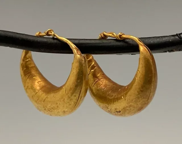 Ancient Roman-Byzantine Gold Hoop Earrings! Adorable Pair!