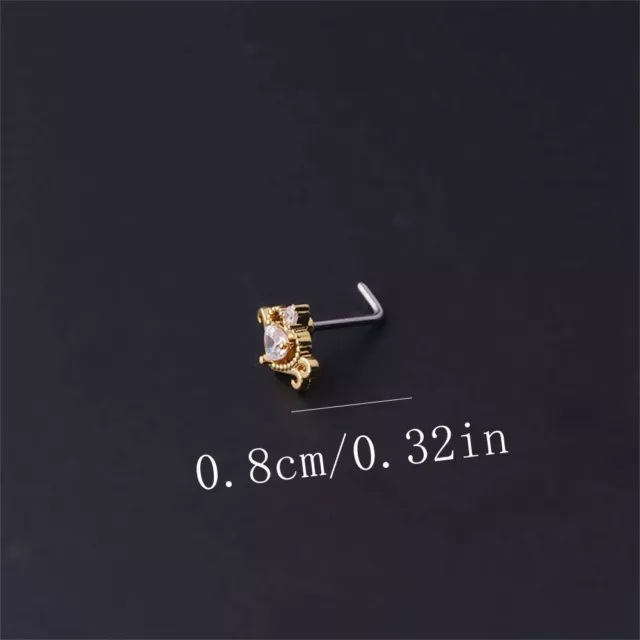 Moon Heart L Shaped Nose Studs Piercing Jewelry Nose Nail Titanium Steel 2