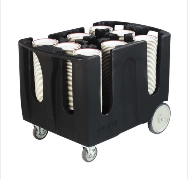 Carlisle ADD603 Black Optimizer Adjustable 6 Stack Dish Dolly with 6 Dividers