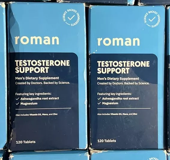 2 Bottles Roman Virility TestoSupport Ashwagandha & Magnesium 120 Caps EXP 2/25