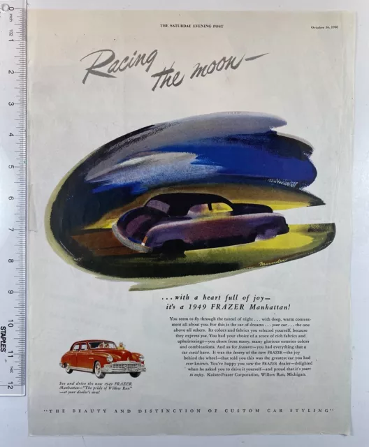 Magazine Ad - 1949 - Frazer Manhattan - Racing The Moon - Saturday Evening Post