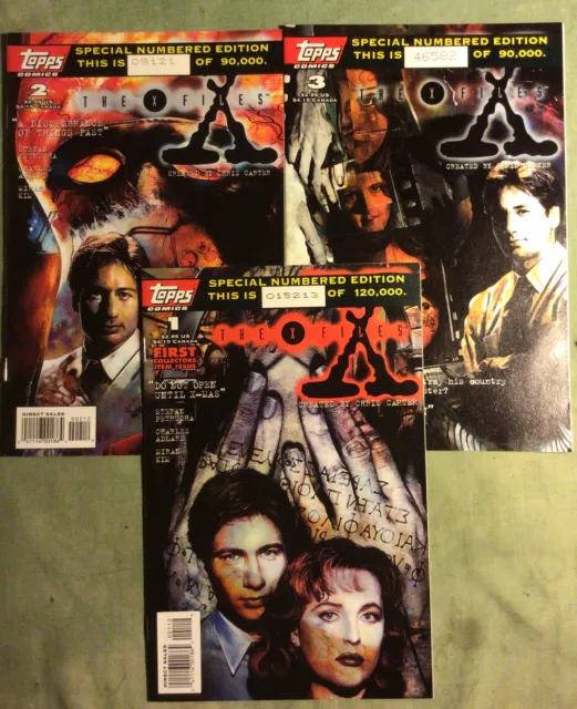 The X-Files.  #1. #2. #3. 1995 Special Numbered Editions. Topps Comics.