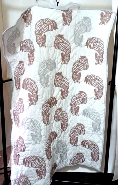 Pottery Barn Kids Baby Quilt Zebras 50 by 36 inches Quilted Blanket