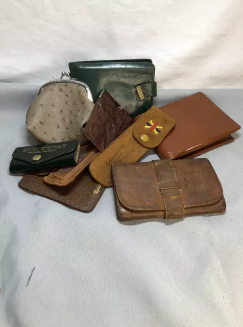 Very Vintage Lot of 9 Coin Purses, Wallets, Nail File Holders & Key Caddy