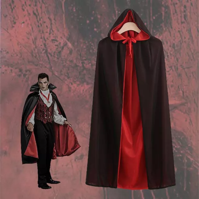 Hooded Cloak Robe Medieval Witchcraft Cape Costume Halloween Fancy Dress