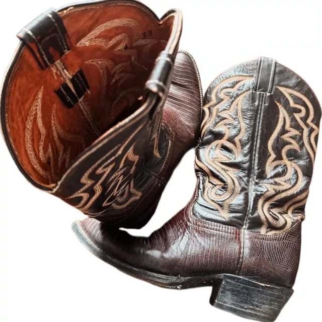 VINTAGE 70S MENS Lizard Lizardskin Exotic Cowboy Western Boots 9 Made ...