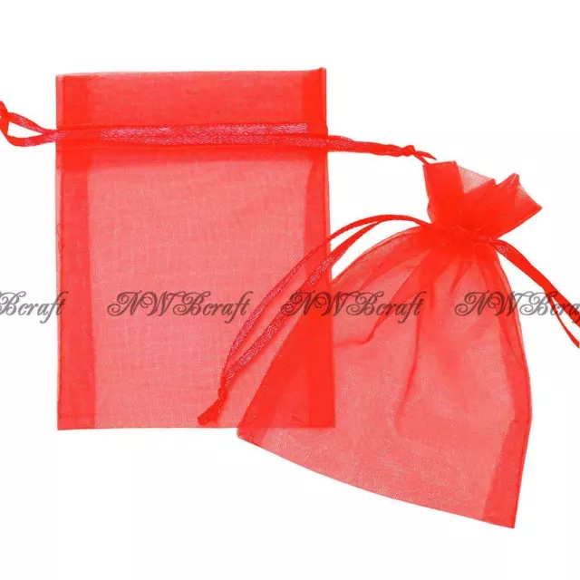 Red Organza Gift Favour Bags Wedding Jewellery Drawstring Pouches