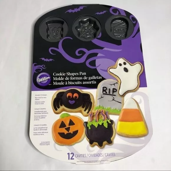 Wilton Halloween Baking Pan Cookies 12 Designs Bakeware Pumpkin Ghost Mummy New