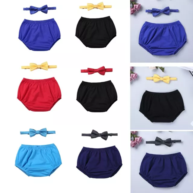 Newborn Toddler Boys Outfit First 1st Birthday Diaper Cover Bloomers Bow Tie Set