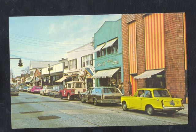 Westport Connecticut Downtown Street Scene Old Cars Vintage Postcard Ct.