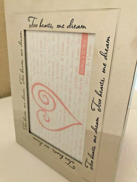 American Greetings Carlton Silver Finish Wedding Frame Two Hearts One Dream