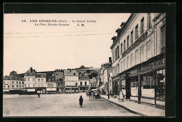 CPA Les Andelys, La Place Nicolas Poussin