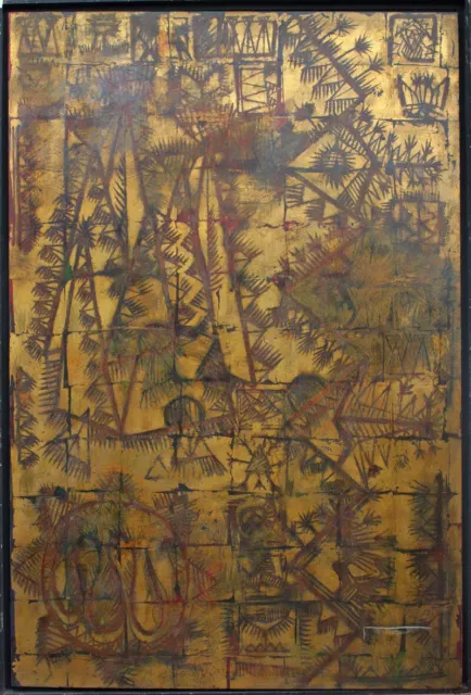 Christophe BOUTIN (1957) technique mixte huile & feuille d'or s/ toile 195x130cm