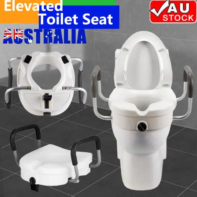 Home Raised Toilet Seat Raiser With Lid 10CM Height, Secure, Easy Clean AU SHIP