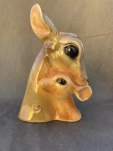 Vintage Royal Copley Deer Vase Doe with Fawn Ceramic