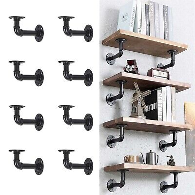 8pcs Pipe Shelf Bracket DIY Metal Wall Mounted Industrial Brackets for Shelves