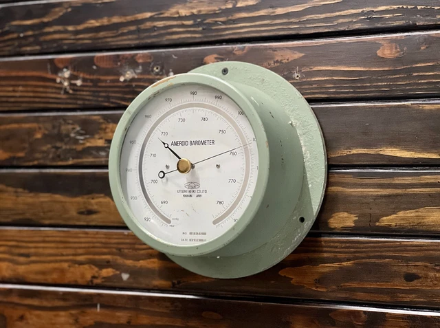 Original Utsuki Keiki Marine Antique Retro Ship Aneroid Barometer Made in Japan