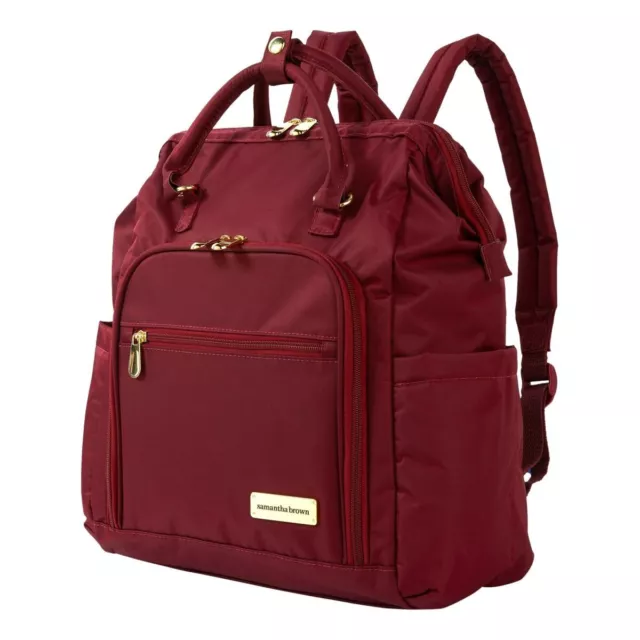 Samantha Brown Luggage Nylon Convertible Travel Backpack ~ Burgundy