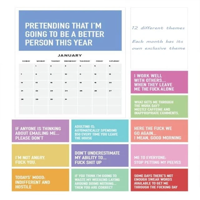FUNNY ADULTING IS Hard 2024 Calendar 2024 Monthly Inspirational Wall
