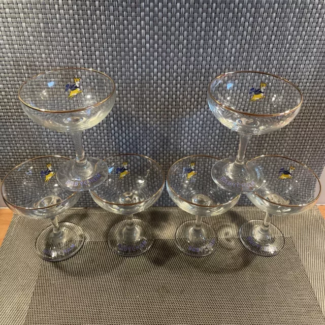 Vintage '70s Original Babycham Glasses X 6 Bar Advertising Retro Party Cocktail