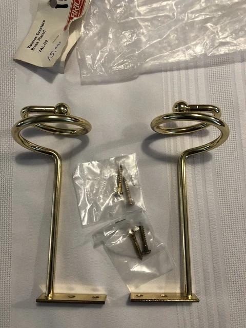 Pair Brass Plated Valance Creators Brackets for Drapes. New with screws.