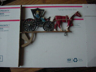Vintage Heavy Cast Iron Horse & Buggy Garden Plant Hanger Holder Beatrice NE