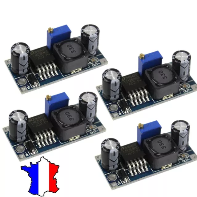 4x Module alimentation Step Down ADJ - LM2596 - DC DC - IN:3-40V OUT:1.2-35V 3A