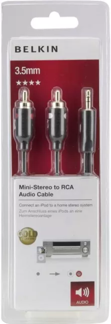 Belkin Stereo Cinch Audiokabel RCA auf Klinke 3,5mm Audioanschluss 1m AUX Kabel