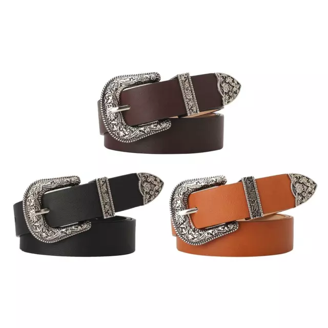 Cinture SKINNY in pelle da donna fibbia intagliata elegante cintura in pelle