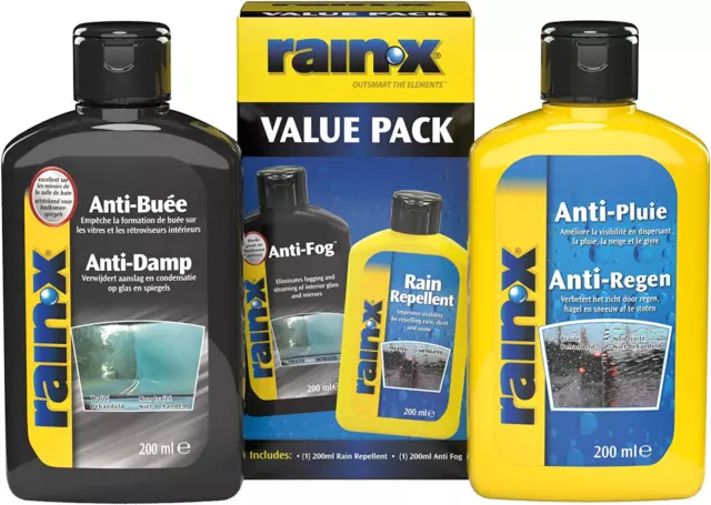 Pack Anti-Pluie + Anti-Buée Pare-Brise Voiture Vitres Salles De Bains 2 X 200Ml