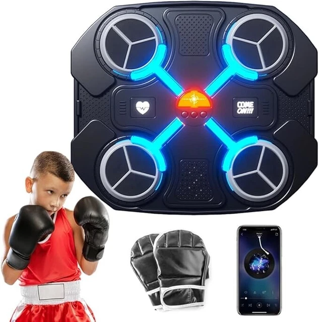 Macchina Da Boxe Interattiva Per Bambini Con Luci LED E Musica Bluetooth - Set Con Guantoni E Ricarica USB