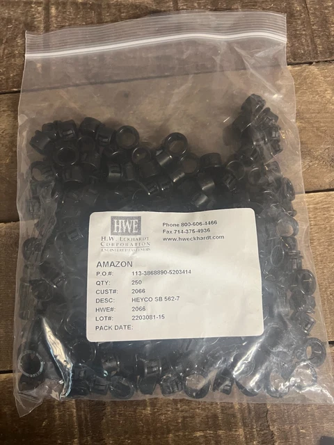 ✳️ 250 pcs Heyco Grommet Snap Bushing Plastic SB 562-7 (HWE# 2066) Black NEW ✳️
