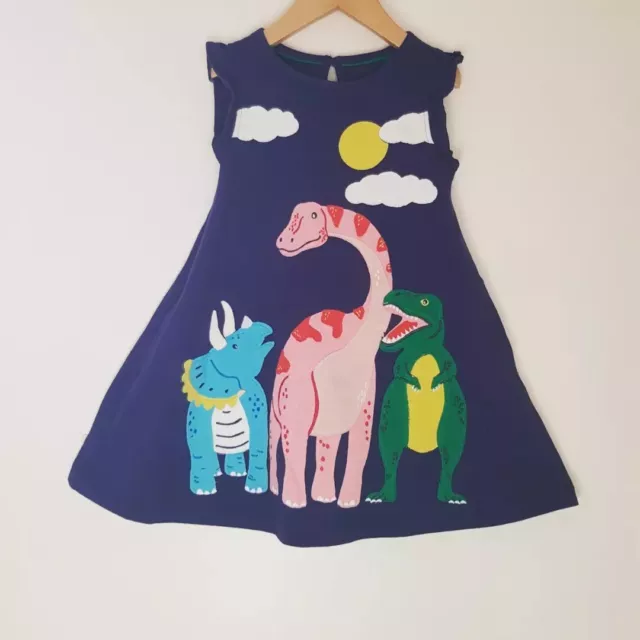 8-9y Girls Mini Boden Dinosaur Dress Bnwot Applique T-Rex Triceratops Brontosaur