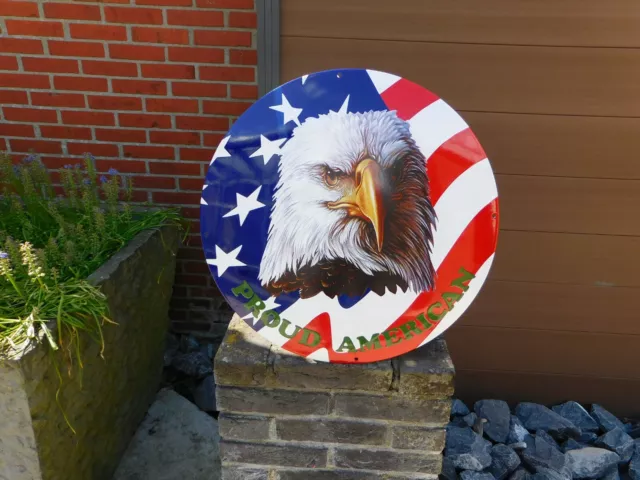 USA Nation’s Symbol Bald Eagle Country Flag PROUD AMERICAN Porcelain Enamel Sign