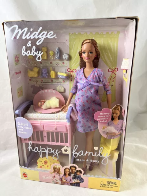 Mattel Happy Family Pregnant Midge and Baby Barbie Doll 2002 NIB