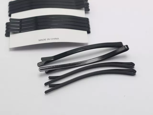 20 Black Metal flat Bobby Hair Pin Clips Barrette 84mm Slides Grip Clips Hairsty