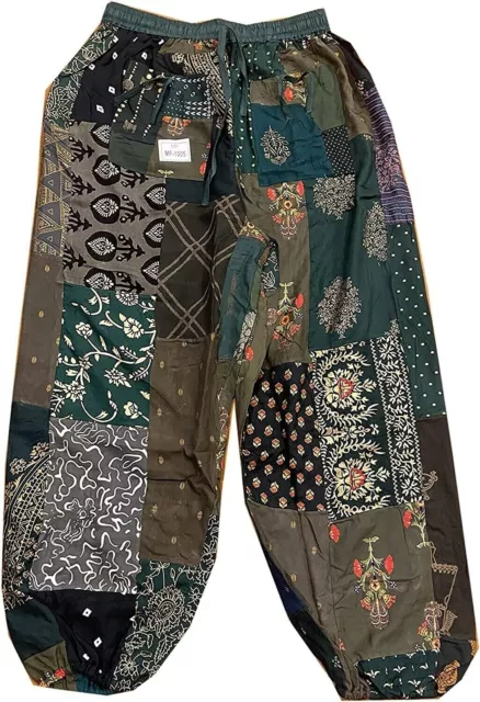 Rayon Patchwork Harem Pants, Boho Hippie Harem Pants, Wide Leg Yoga Trousers