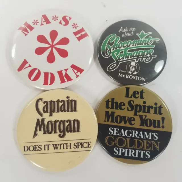 Captain Morgan Mash Vodka Schnapps Seagrams Pin Button Liquor Alcohol Lot of 4