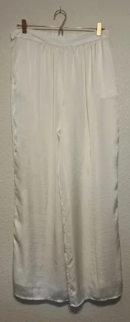 Calvin Klein Wide Leg Pants Womens Large Ivory With Pockets