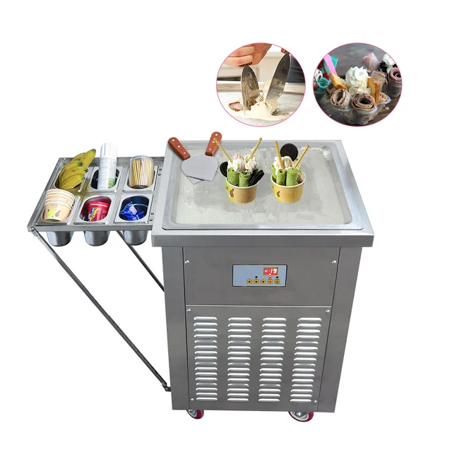 Vaseni Commercial  Square Pan Rolled Ice Cream Machine Stir Fry Ice Cream Maker