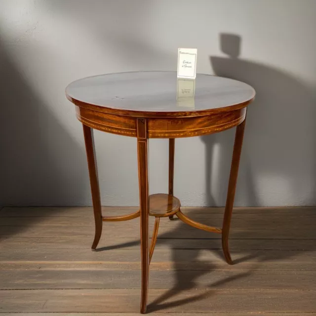Tavolino antico inglese rotondo tavolo in legno da per salotto soggiorno 900