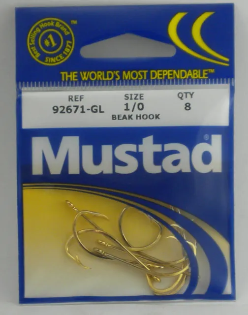 100 Mustad Classic Beak Hooks 4/0 92627 GOLD 2 packs of 50