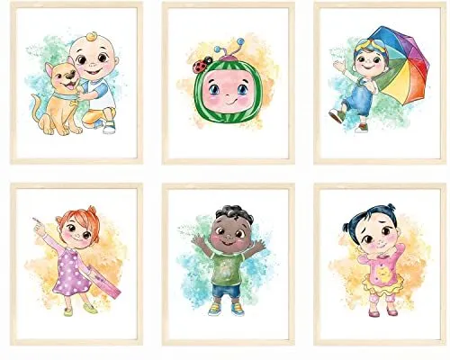 Cocomelon Kids Room, Nursery Wall Art Prints, Watercolor Nursery Posters,