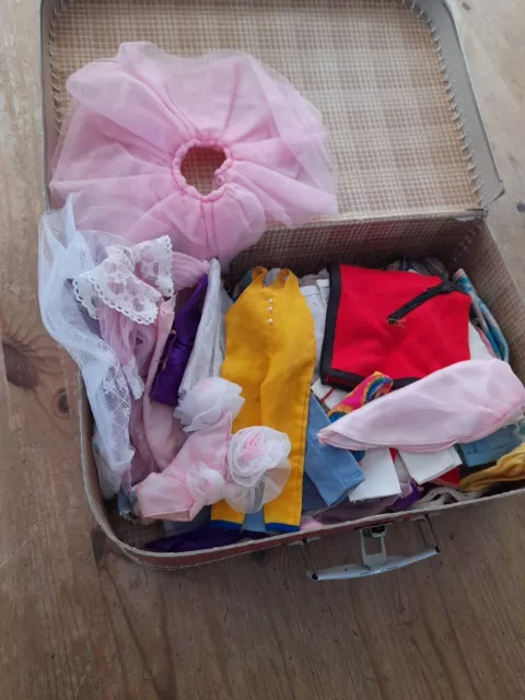 Huge Bundle (58 items) Of Vintage Barbie & Cindy Clothes In Orange Doll Case