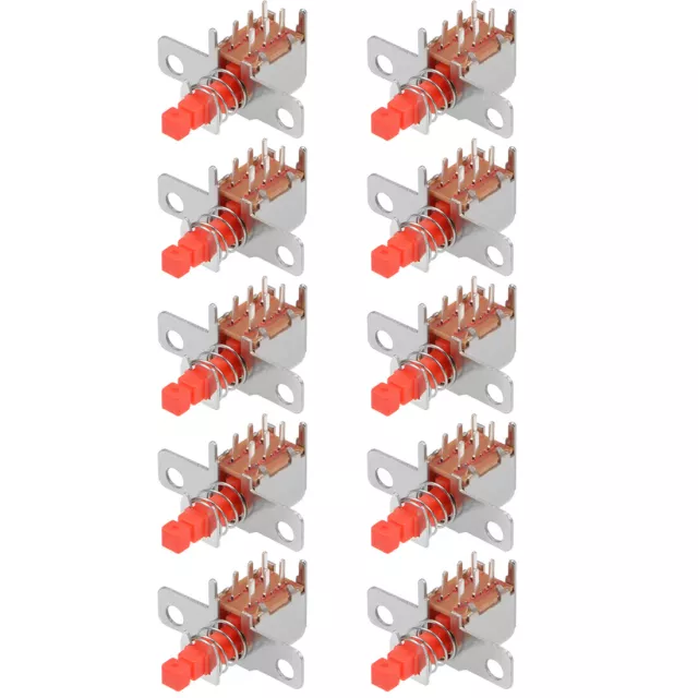 Push Button Switch, DPDT 6 Pin 1 Position Self-Locking Red 10pcs