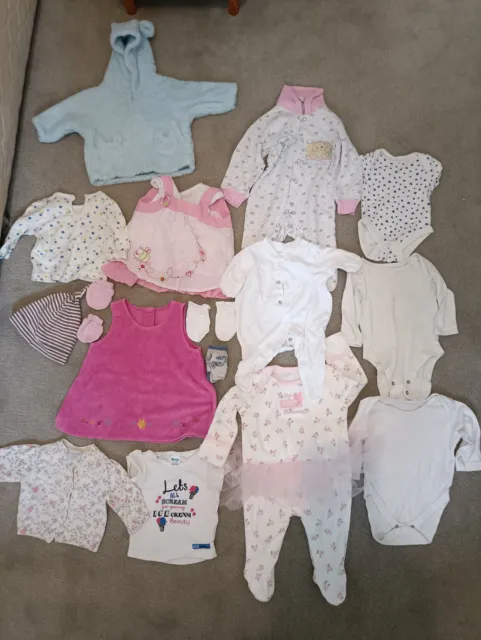 Baby Girl Clothes 0-3 Months ❤️Bundle💕 16 Items Baby Grow Romper Coats Tops💕1