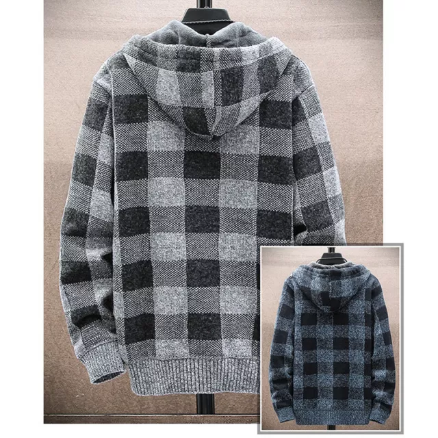 Men Thick Warm Fleece Lined Hooded Hoodie Winter Zip Up Coat Jacket Sweatshirt 7