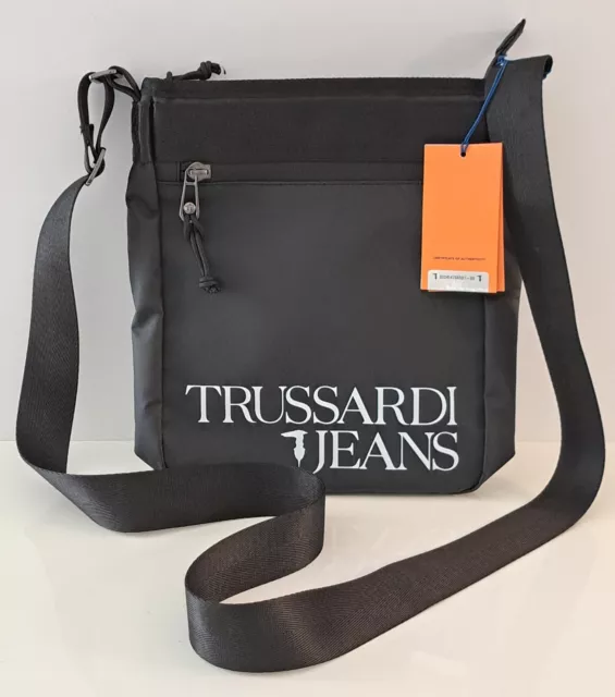 TRUSSARDI JEANS Borsa borsello medio tracolla travel nera ecopelle uomo ragazzo