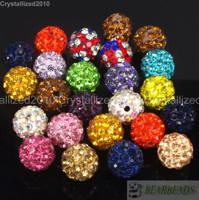 Mixed Quality Czech Crystal Rhinestones Pave Clay Round Disco Ball Spacer Beads