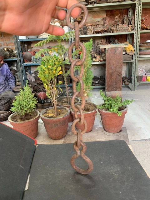 1800's Antique Hand Forged Old Rustic Iron Chain Tying Chain Collectible 13.5"
